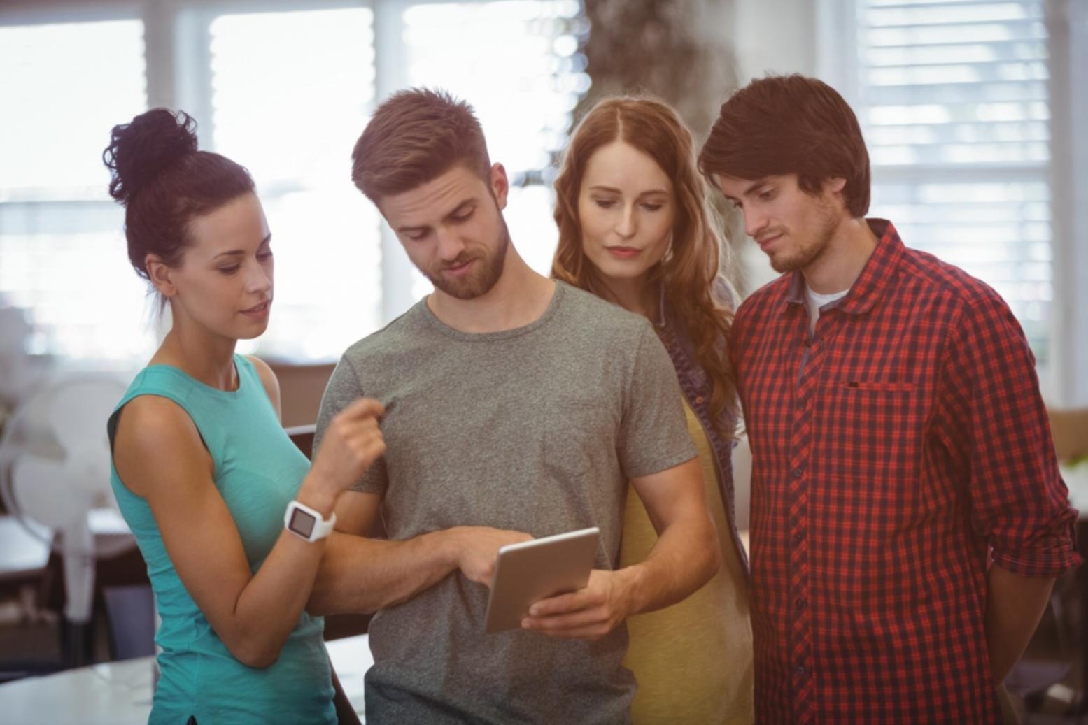 Financial professionals analyzing risk data and market trends